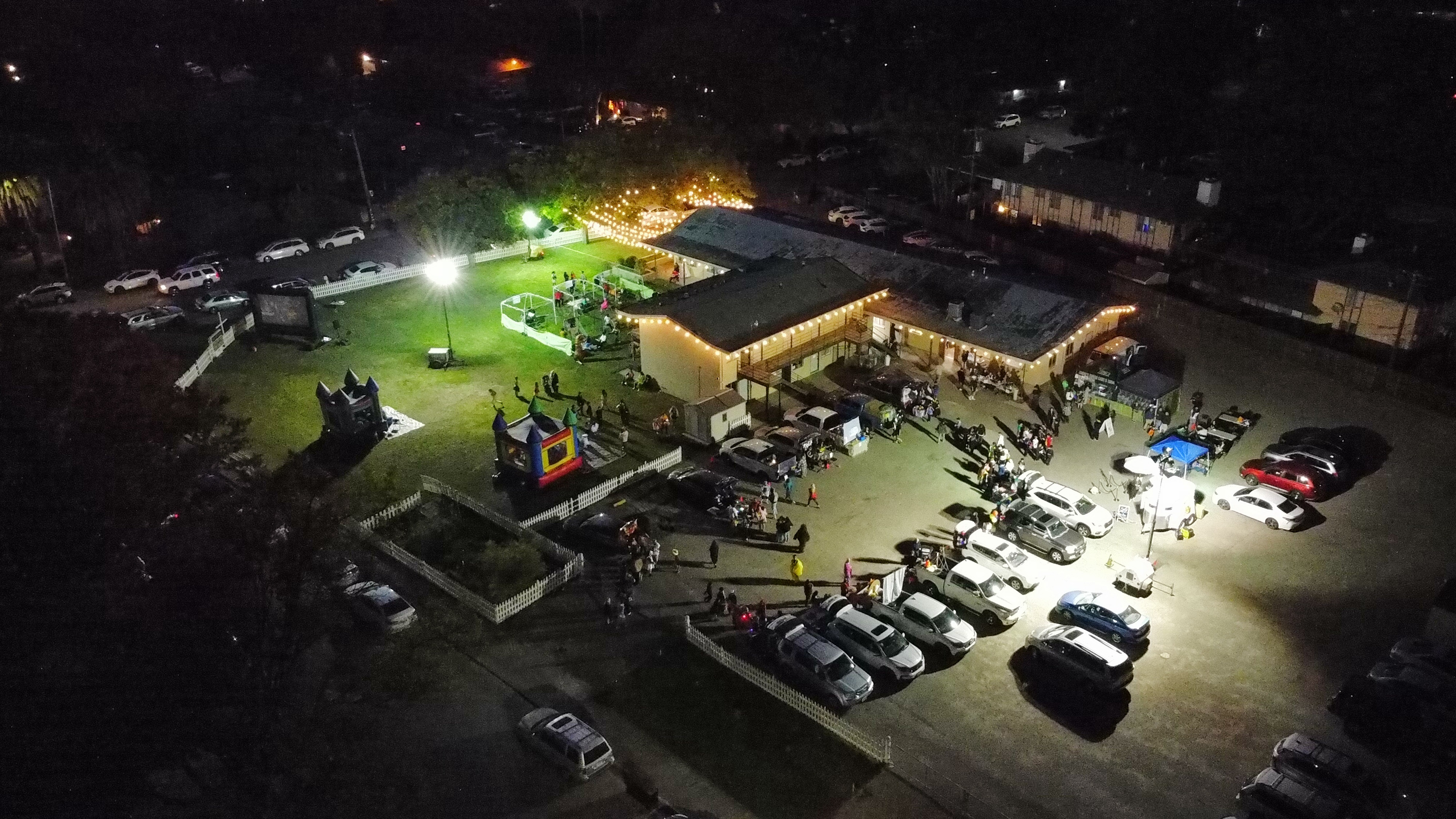 Light tower deployment aerial view