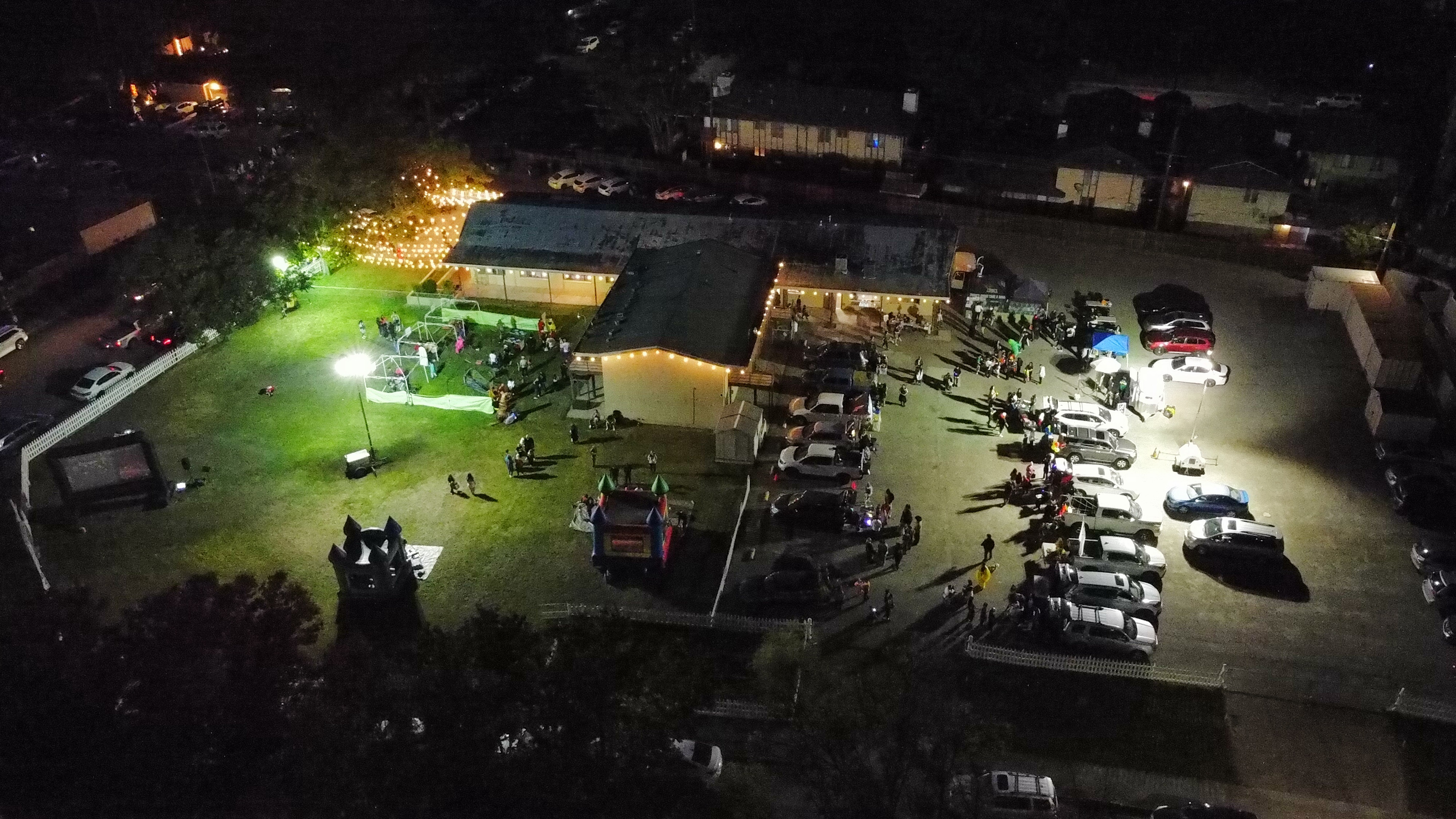 Evening light tower operation aerial photography